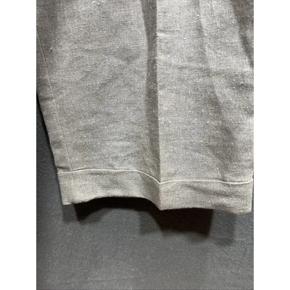 Perry Ellis Preppy Chinos Relaxed Pleated Linen Blend Pants Beige Mens Sz 36x30